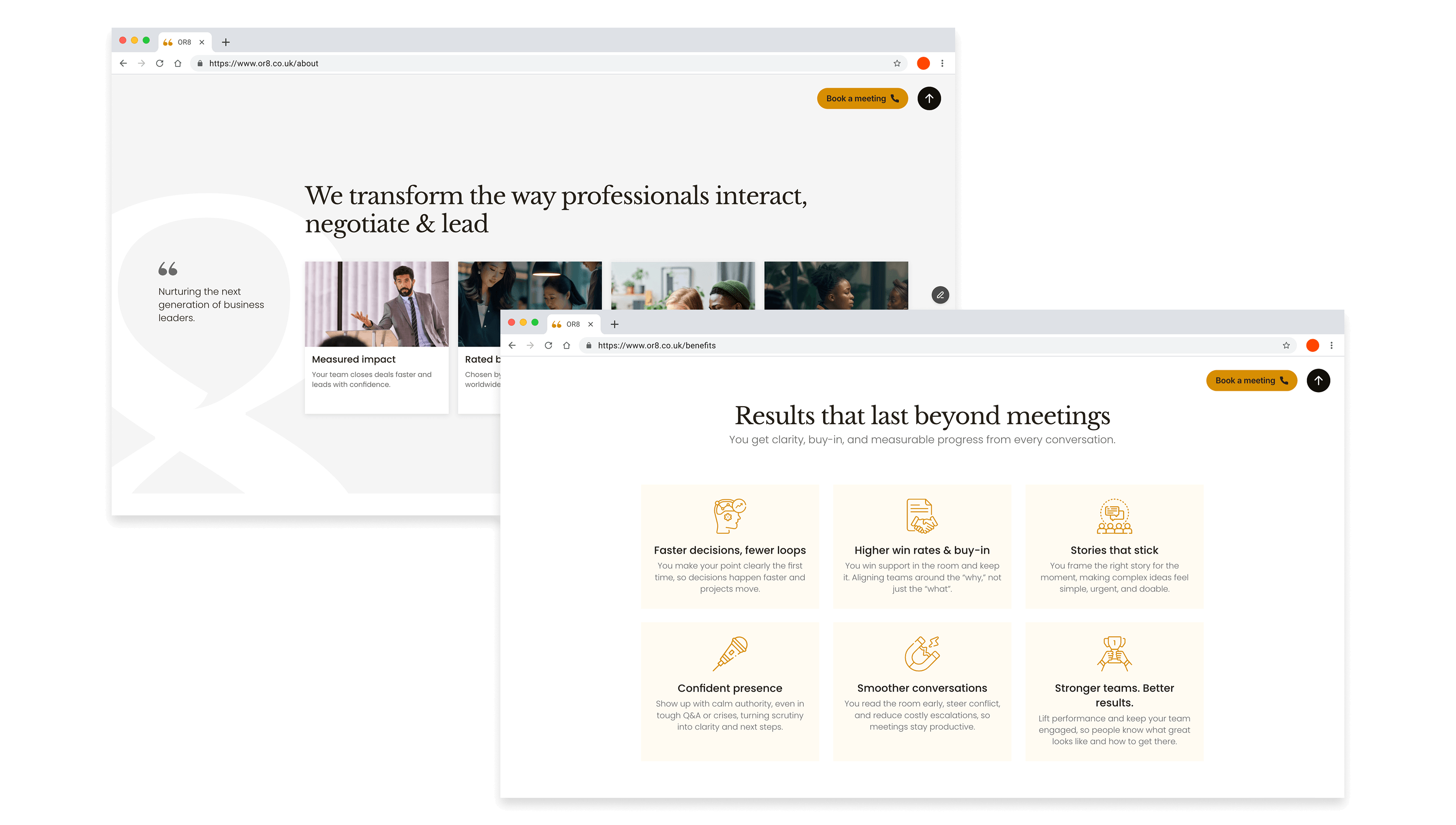 OR8 website layout